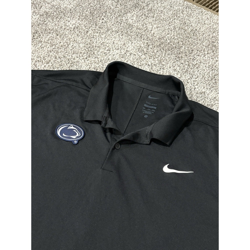 Nike Penn State Nittany Lions Dri-FIT Polo Shirt Mens XXL Black Slim Fit NCAA